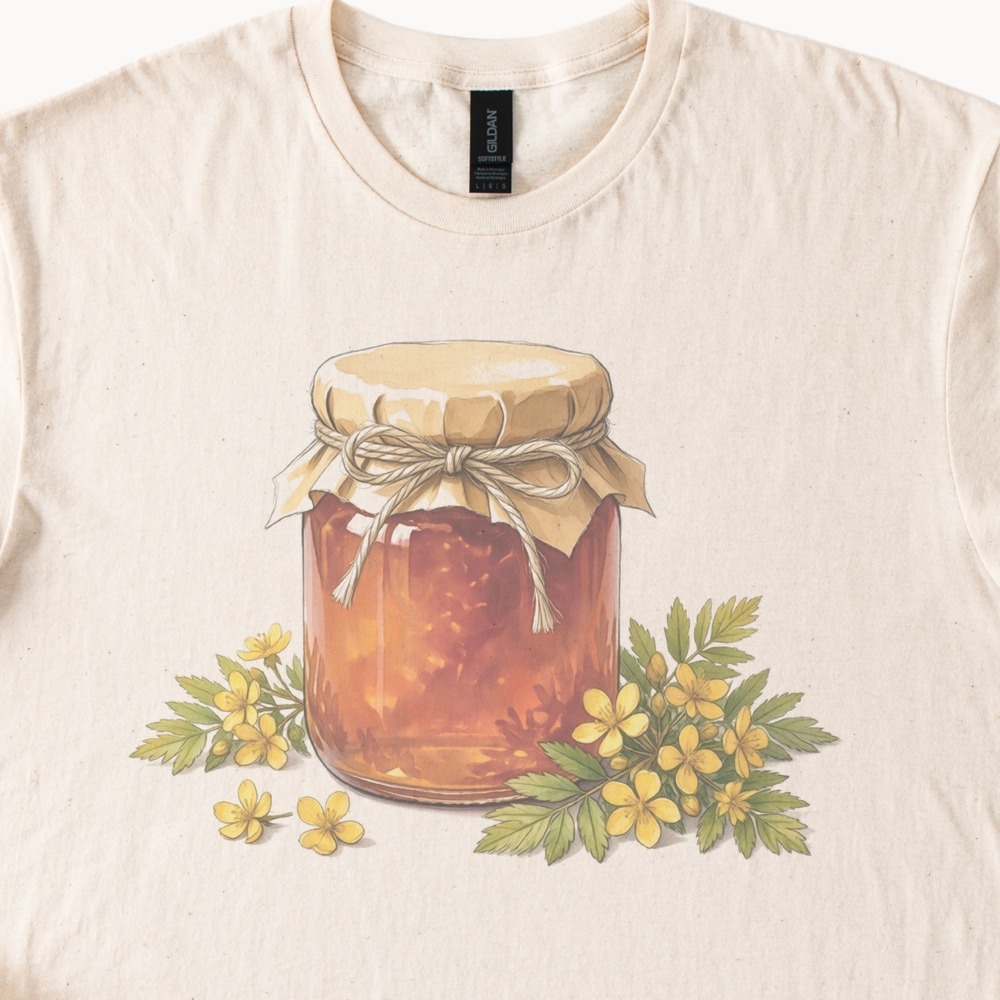 Jam Jar Tied with Twine and Wildflowers Botanical Shirt